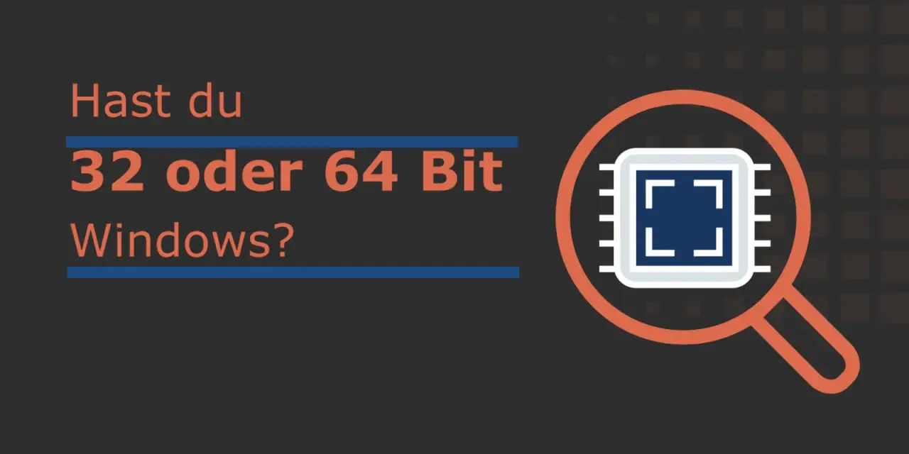 Frage: Hast du 32 oder 64 Bit Windows? Ein Chip unter der Lupe symbolisiert die Suche nach der richtigen Windows-Version.