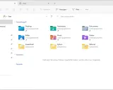 Fenster des Windows 11 Explorers mit Schnellzugriff auf Ordner wie Desktop, Downloads und Dokumente.