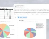 Excel-Tabelle zur Erstellung von Kreisdiagrammen. Zeigt 2D- und 3D-Kreisdiagramme der Top 10 Geschäftsbereiche nach Mitarbeiterzahl.