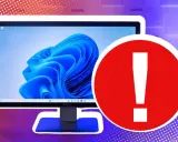 Ein Monitor mit Windows 11-Hintergrund und einem roten Warnsymbol. Möglicherweise ein Hinweis auf ein wichtiges Ereignis ID 131.