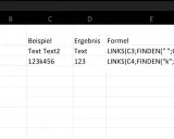 Excel zeigt, wie man mit Formeln Zahlen aus Text extrahiert. Beispiel: "123k456" wird zu "123".