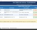 Excel-Tabelle vergleicht Funktionen wie ANZAHL2, ZÄHLENWENN, TEILERGEBNIS, SUMMENPRODUKT, um zu zeigen, welche Zellen gezählt werden.