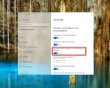 Windows-Einstellungen: Automatisches Ausblenden von Bildlaufleisten in Windows ist aktiviert.