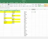 Ein **unique Excel** Arbeitsblatt zeigt Lieferanten und deren verfügbare Farben. Eine Formel zählt die einzigartigen Farben.