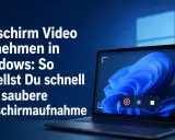 Bildschirmaufnahme in Windows: Ein Laptop zeigt, wie man schnell eine saubere Bildschirmaufnahme erstellt.