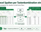 Excel-Tabelle: Spalten markieren, dann Alt+Umschalt+Pfeil rechts für eine Excel Gliederung erstellen.