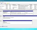 Datenträgerverwaltung zeigt, wie man eine Windows partition verkleinern kann. Die C:-Partition ist fast voll.