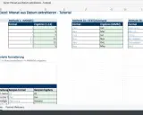 Excel-Tabelle zeigt Methoden zur Erstellung von Zahlenreihen und Datumswerten mit Formeln und Formatierungen.