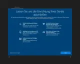 Einrichtung von Windows 11 auf einem Tablet. Schnelle Anmeldung, Smartphone-Verknüpfung, Microsoft 365 und OneDrive-Schutz werden angeboten.