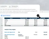 Excel-Tabelle zeigt Monatsumsätze, Ausgaben und Gewinne. Hilft bei der Analyse, um eine Zahl in Text umzuwandeln und den Gewinn zu optimieren.