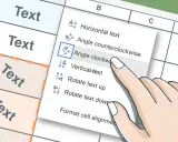 Finger wählt "Winkel im Uhrzeigersinn" in Excel. So wird der excel zahlenwert besser lesbar.