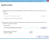 Installationsdialog für das Windows Assessment and Deployment Kit. Wahl zwischen lokaler Installation oder Download für separate Computer.
