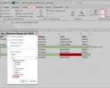 Excel-Tabelle mit gefilterten Daten, die leere Zellen in der Spalte "Höhe" hervorhebt. Die Funktion "Filter" ist aktiv.