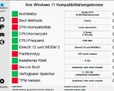 Windows 11 Kompatibilitätstest zeigt, dass die CPU (Intel Core i3-4160T) nicht vollständig unterstützt wird.