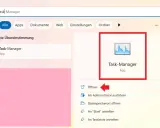 Windows 11 Suchleiste zeigt "Task-Manager" als höchste Übereinstimmung. Das Symbol und der Name sind hervorgehoben.
