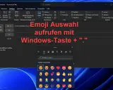 Windows-Tastenkombination für Emoji-Auswahl mit vielen smileys.