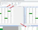 Zwei Excel-Spalten vergleichen: Unterschiede in Zellen B8, D14 und E5 werden hervorgehoben.
