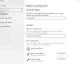 Windows-Einstellungen: Region und Sprache auf Deutsch umstellen. Das Land ist Deutschland, die Anzeigesprache ist Deutsch.