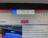 Fenster-Symbol zum windows screenshot erstellen, daneben weitere Optionen wie Lupe, Fenster-Layout und Schließen-Button.