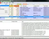 Process Explorer zeigt laufende Prozesse an. Das Menü "Datei" ist geöffnet und "Als Administrator ausführen" ist ausgewählt.