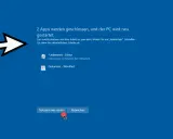 Der PC wird neu gestartet, da zwei Apps geschlossen werden. Ein Editor und WordPad verhindern den Neustart. Klicke auf "Trotzdem neu starten", um die Windows herunterfahren.