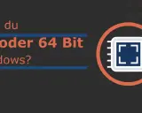 Frage: Hast du 32 oder 64 Bit Windows? Ein Chip unter der Lupe symbolisiert die Suche nach der richtigen Windows-Version.