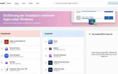 Microsoft Store: Apps für Produktivität und Kreativität auswählen, um sie zu installieren.
