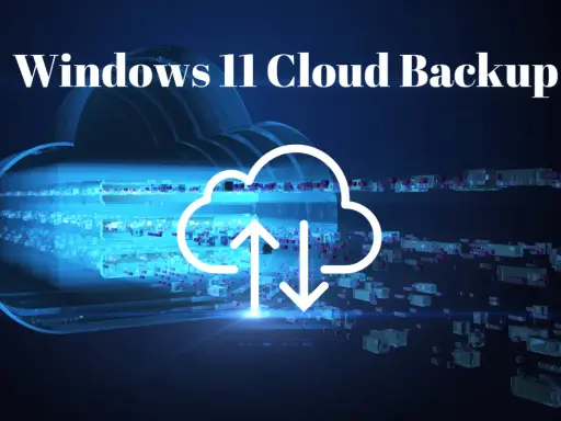 Digitale Wolke mit Pfeilen für Upload/Download, die das Erstellen eines Windows 11 Cloud Backup symbolisiert.