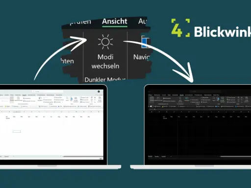 Excel im Dunkelmodus: Die Ansicht wechselt zu einem dunklen Thema, das die Augen schont.