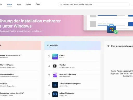 Microsoft Store: Apps für Produktivität und Kreativität auswählen, um sie zu installieren.