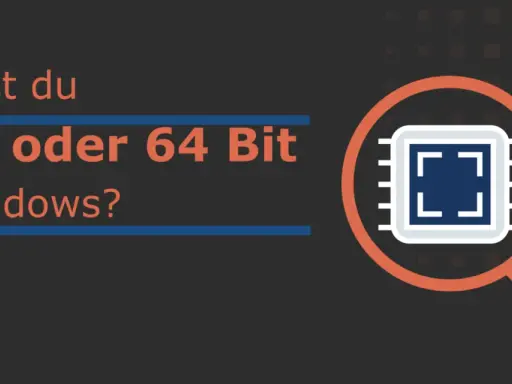Frage: Hast du 32 oder 64 Bit Windows? Ein Chip unter der Lupe symbolisiert die Suche nach der richtigen Windows-Version.
