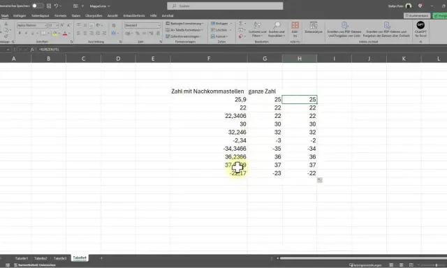 Excel zeigt Zahlen mit Nachkommastellen und die entsprechende ganze Zahl an. Die Funktion KÜRZEN rundet die Zahlen ab.