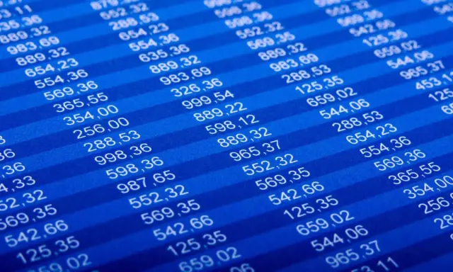 Excel-Tabelle mit Zahlenreihen, die an eine Finanzanalyse erinnern. Wenn NV dann 0.