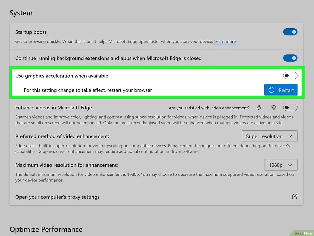 Microsoft Edge: Option