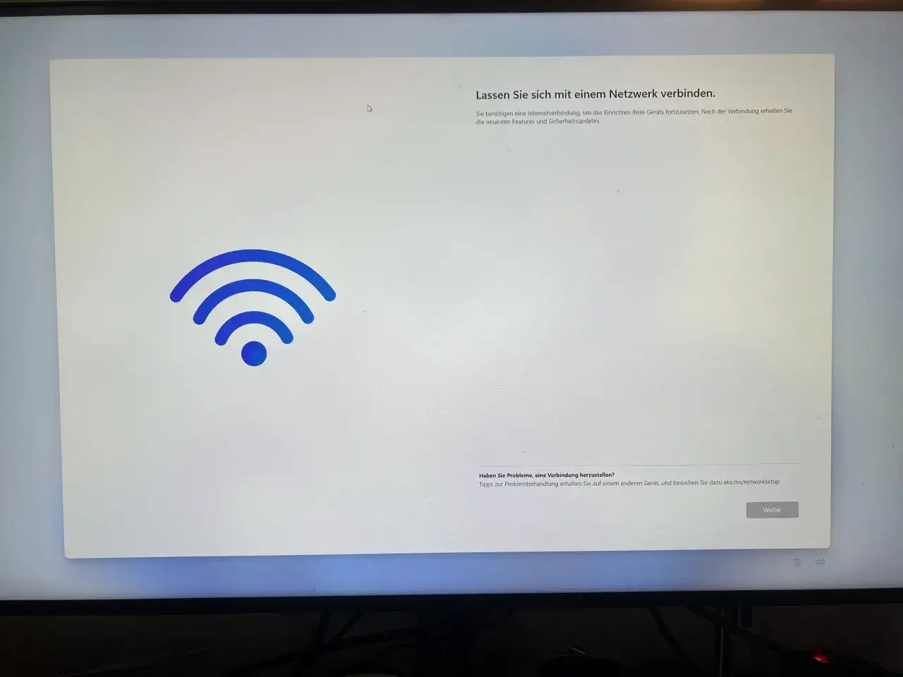 Windows 11 Installation: Netzwerkverbindung fehlgeschlagen. Ein Treiber fehlt, daher kann keine Verbindung hergestellt werden.