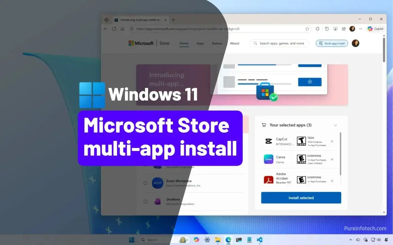 Windows 11: Microsoft Store multi-app install vereinfacht das Herunterladen mehrerer Programme gleichzeitig.